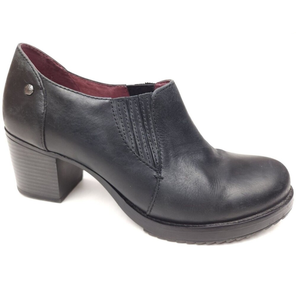 Dansko Womens Adrienne Ankle Bootie Size 41 US 10.5-11 Black Leather Block Heel